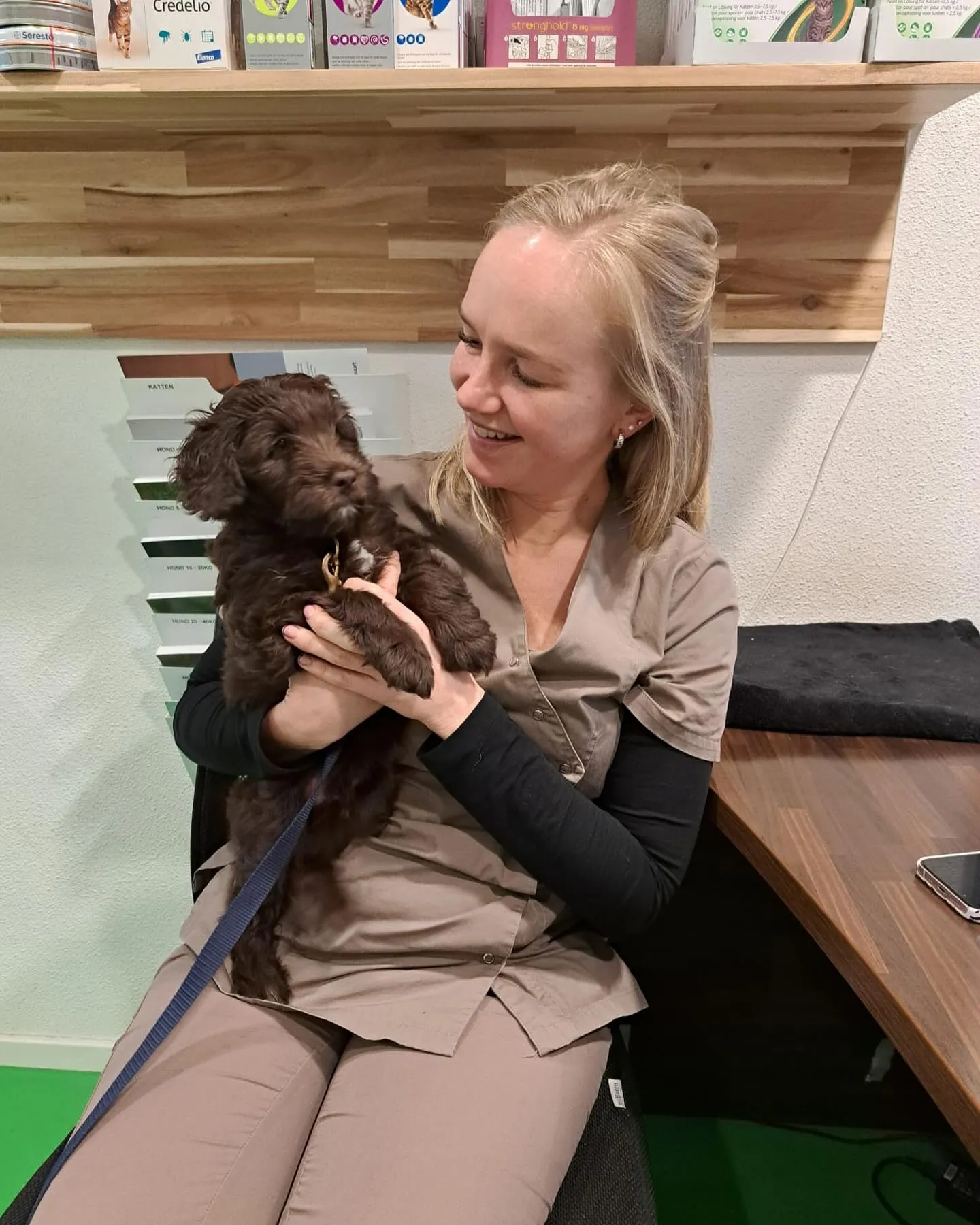 Lowie vond het erg gezellig achter de balie 🤎 Hij is bij ons geweest voor zijn vaccinaties 💉 Als je bij ons langs komt voor de eerste keer met je nieuwe puppy plannen we altijd een half uur in in plaats van een kwartier. Waarom? Omdat we willen dat jij en je pup zich helemaal op je gemak voelen! We willen zeker weten dat we alle vragen kunnen beantwoorden en dat je puppy zich meteen thuis voelt in onze gezellige kliniek☺️ Het is tenslotte een belangrijk moment voor jullie beiden, en we willen graag dat dit een positieve ervaring is! ❤️🐾